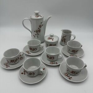 VINTAGE KAHLA Porcelain Tea Set Great Condition‎ Pink Floral Set For 6 Tea Time